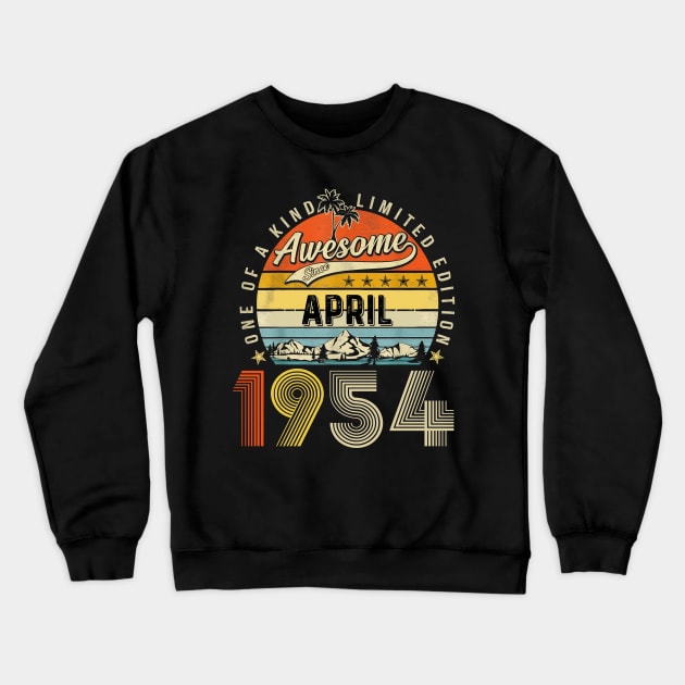 Awesome Since April 1954 Vintage 69th Birthday Crewneck Sweatshirt by Vintage White Rose Bouquets